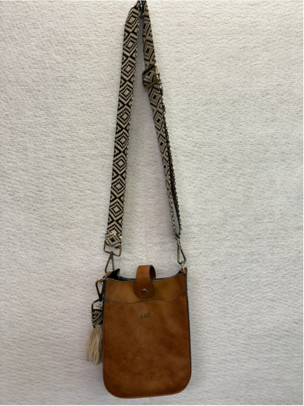 The Sak Brown Crossbody Bag Woven Strap Tassel Boho Small Purse - Picture 2 of 14